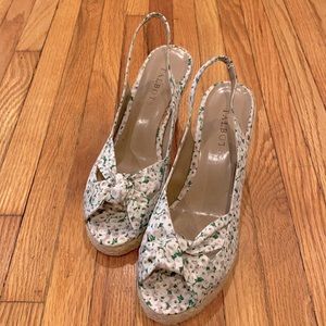 Talbots size 7 floral wedge espadrilles